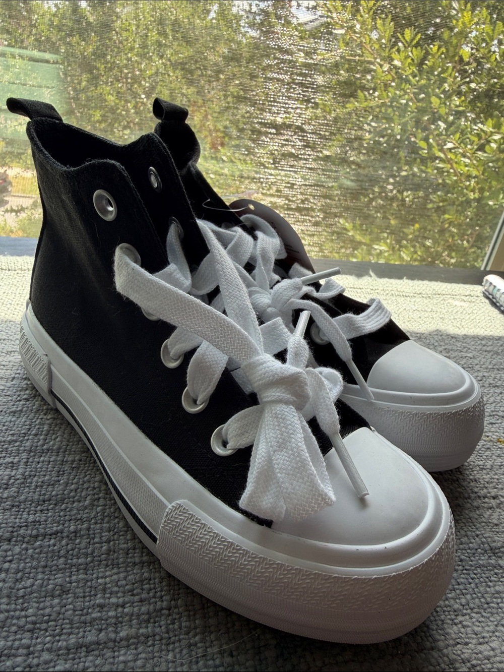 wonder nation Black and White High-Top Canvas Sneakers